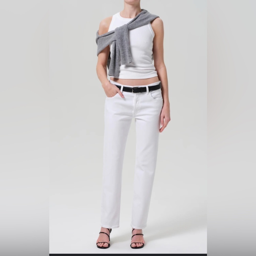 Citizens of Humanity Womens White Denim Ava Straight Leg Jeans Size 25